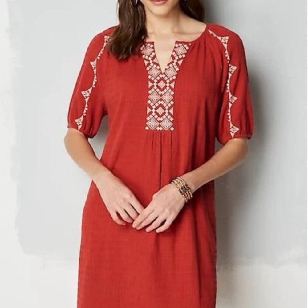 J.Jill textured A-line embroidered dress